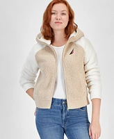 Nautica Jeans Women's Colorblocked Zip-Up Sherpa Jacket