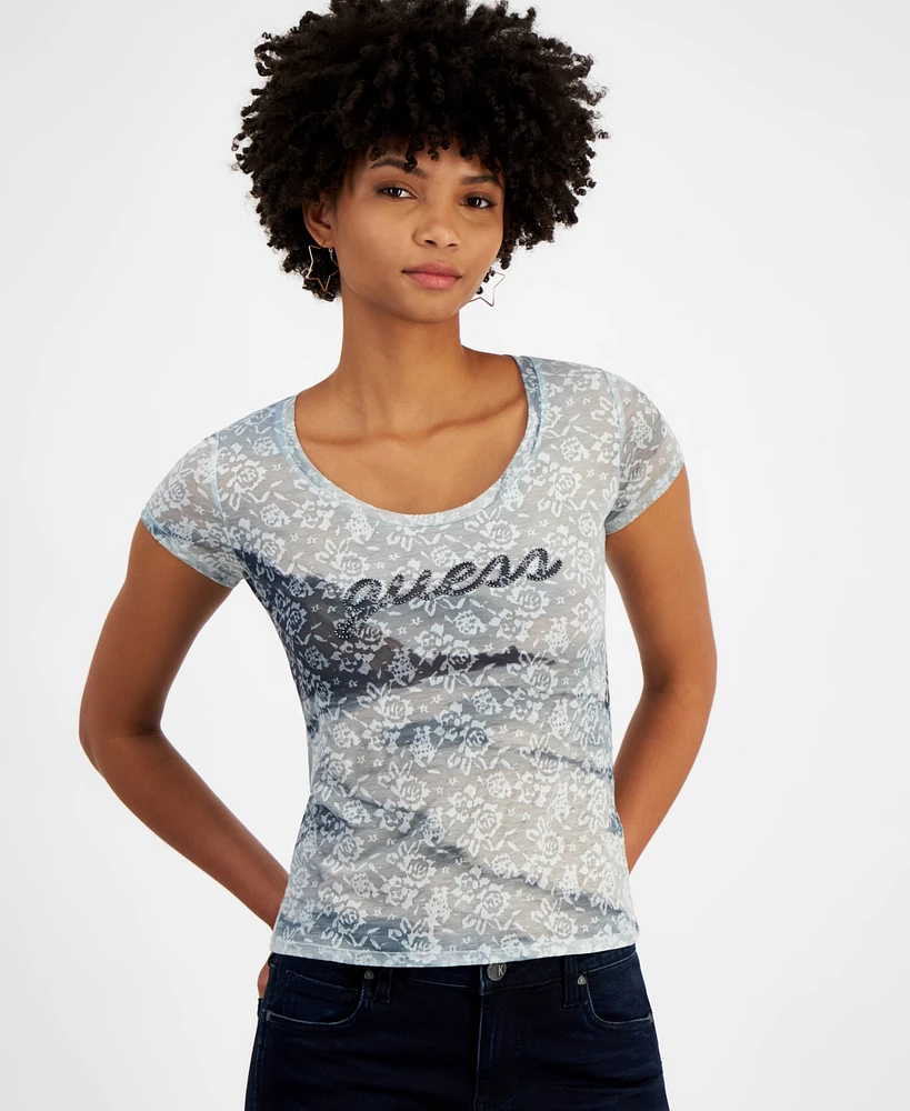 Guess Women's Scenic Scoop-Neck Short-Sleeve T-Shirt