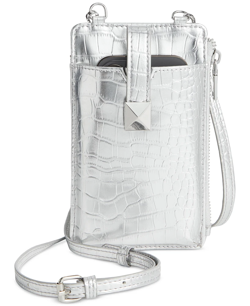 I.n.c. International Concepts Devvi Metallic Croc Mini Phone Crossbody, Created for Macy's