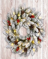 National Tree Company Snowberry Pine Wreath, 24 Inches