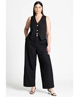 Eloquii Women's Crystal Button Straight Leg Pant