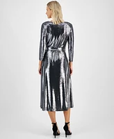 Tommy Hilfiger Women's Shine Metallic Tie-Waist Dress