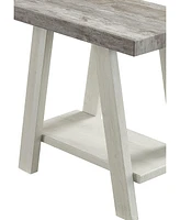 Streamdale Furniture Two-Tone Wood Shelf Side Table in Weathered Gray and Beige