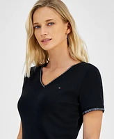 Tommy Hilfiger Women's Embellished V-Neck Cotton T-Shirt