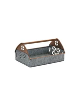 Slickblue Galvanized Metal Barn Caddy Tray (Set of 2)