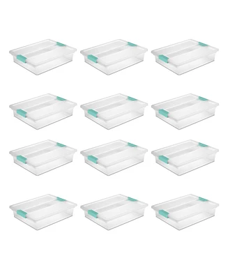 Sterilite 5.7 Qt Large Plastic Stackable Storage Bin w/Clear Latch Lid (12 Pack)