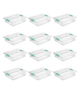 Sterilite 5.7 Qt Large Plastic Stackable Storage Bin w/Clear Latch Lid (12 Pack)