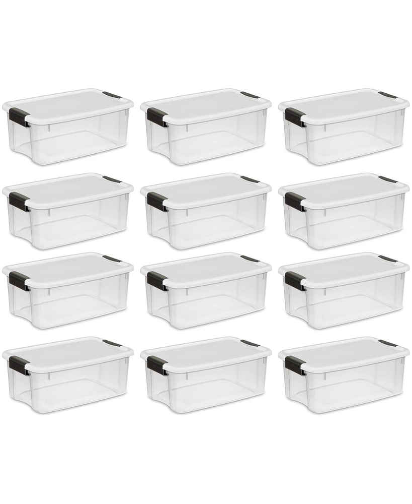 Sterilite 18 Quart Clear Plastic Stackable Storage Bin w/ Latch Lid, (12 Pack)