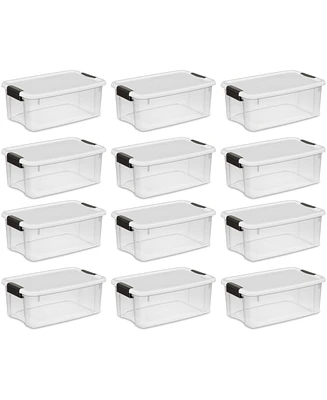 Sterilite 18 Quart Clear Plastic Stackable Storage Bin w/ Latch Lid, (12 Pack)