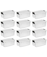 Sterilite 18 Quart Clear Plastic Stackable Storage Bin w/ Latch Lid, (12 Pack)