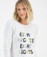 Holiday Lane Women's Eight Nights Sequined Crewneck Sweater, Created for Macy's