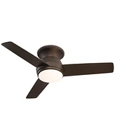 Casa Vieja 44" Marbella Breeze Modern Indoor Hugger Ceiling Fan with Dimmable Led Light Remote Control Bronze Opal Glass for Living Kitchen House Bedr