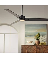 Casa Vieja 60" Monte Largo Modern Industrial 3 Blade Indoor Ceiling Fan with Dimmable Led Light Remote Control Matte Black for Living Room Kitchen Hou