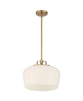 Mystic Gold Pendant Chandelier Lighting 15" Wide Modern Opal White Glass Shade 3-Light Fixture for Dining Room Living House Foyer Kitchen Island Entry