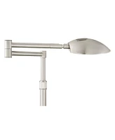 Eliptik Modern Desk Table Lamp 24 1/2" High Satin Nickel Metal Led Swing Arm Adjustable Height Decor for Bedroom Living Nightstand Bedside Office Kids