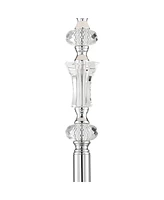 360 Lighting Montrose Glam Standing Floor Lamps 61" Tall Set of 2 Polished Steel Silver Crystal Glass White Fabric Drum Shade Decor for Living Room Re