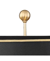 Georgetown Traditional Desk Table Lamp 28 1/2" Tall with Usb Charging Port Warm Brass Steel Black Gold Trim Drum Shade for Living Room Bedroom Ni