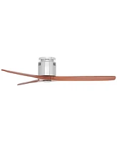 52" Windspun Modern Rustic Hugger Low Profile Indoor Ceiling Fan with Remote Brushed Nickel Silver Carved Wood 3 Blade for House Bedroom Living Room H