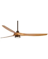 Casa Vieja 60" Aireon Modern Large 3 Blade Indoor Outdoor Ceiling Fan with Led Light Remote Control Rubbed Bronze Walnut Blades Damp Rated for Patio E