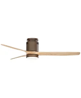 52" Windspun Rustic Farmhouse 3 Blade Hugger Indoor Ceiling Fan with Dimmable Led Light Remote Control Oil Rubbed Bronze Natural Solid Wood for Living
