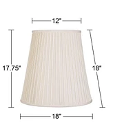 Set of 2 Mushroom Pleated Tapered Drum Lamp Shades Cream Large 12" Top x 18" Bottom x 18" High Spider Fitting with Replacement Harp and Finial