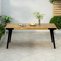 Stylish Acacia Wood Dining Table Modern, Weather-Resistant, Seating for 5