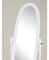 Traditional Queen Anna Style Wood Floor Cheval Mirror, White Finish