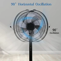 Simple Deluxe 14.5 Adjustable 12 Levels Speed Pedestal Stand Fan With Remote Control