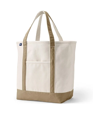 Lands' End Natural 5 Pocket Open Top Canvas Tote Bag