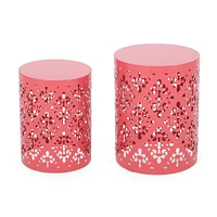 Chic Iron-Cut Side Table Set with Clean Lines and Sturdy Structure