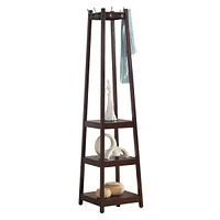 Streamdale Furniture Coat Rack w/ 3-Tier Storage Shelves in Espresso Finish