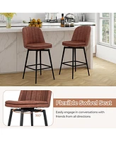 Slickblue 27 Inch Swivel Bar Stool Set of 2 Counter Height Chair with Padded Seat-Black and Brown