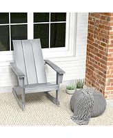 Slickblue Adirondack Rocking Chair with Curved Back for Balcony-Grey