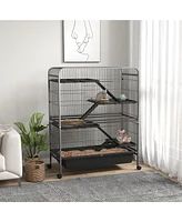 PawHut 53.5"H Small Animal Cage 5-Level Metal Ferret or Rabbits Cage