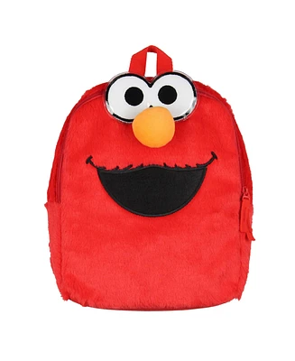 Sesame Street Plush Furry Elmo Smile Face 12 Inch Backpack For Daily Use