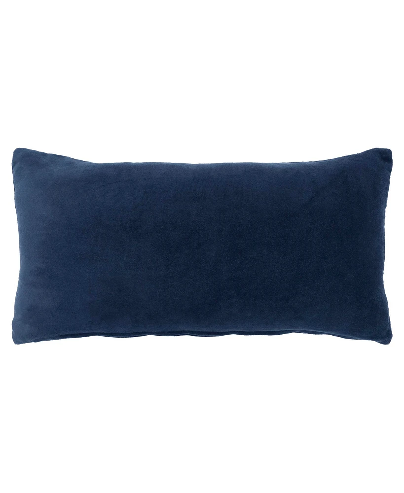 Ihi Home Plain Velvet Pillow, Navy, 14"x 24"