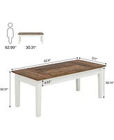 Tribesigns Dining Table for 4-6 People, 62-Inch Rectangular Kitchen Table with Solid Wood Legs, Modern Farmhouse Dinner Table for Dining Room, Kitchen