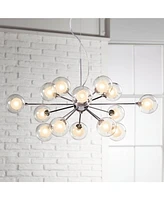 Possini Euro Design Spheres Chrome Sputnik Chandelier 30" Wide Mid Century Modern Glass Ball Halogen 15-Light Fixture for Dining Room House Foyer Entr