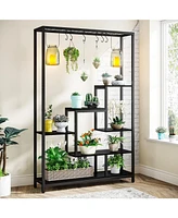 Tribesigns 5-Tier Tall Indoor Plant Stand, 70.9 inches Large Metal Plant Shelf with 6PC S Hanging Hooks, Multi-Purpose Flower Bonsai Pots Display Rack