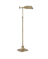 Jenson Traditional Farmhouse Metal Adjustable Pharmacy Floor Lamp Swing Arm 54" Tall Aged Brass Metal Shade Standing Pole Light for Living Room R