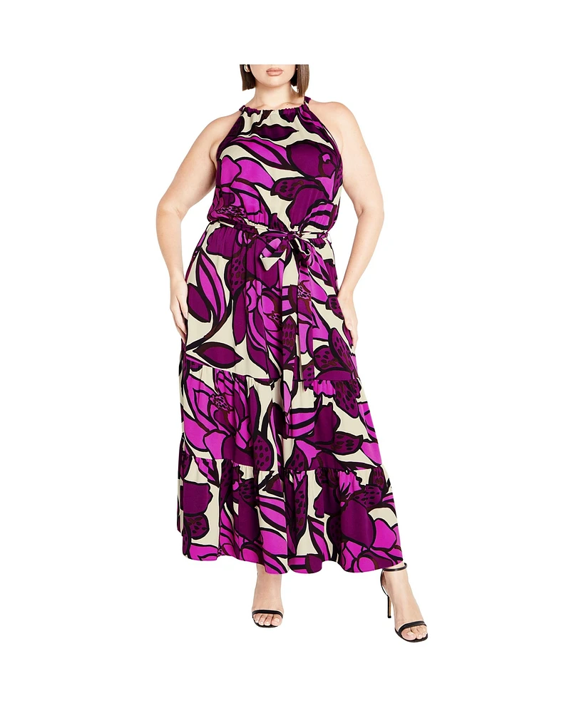 City Chic Plus Halter Print Maxi Dress