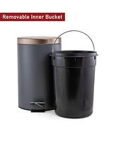 Elama 12 Liter Stylish Grey and Copper Soft Pedal Office, Kitchen and Bathroom Trash Bin