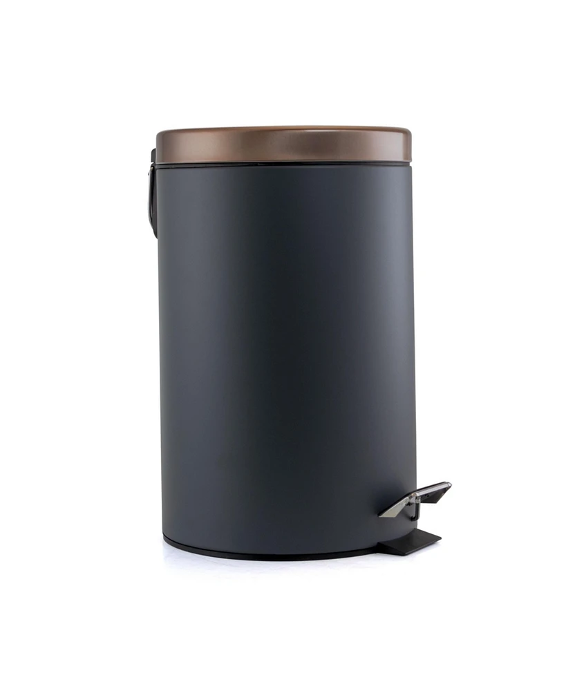 Elama 12 Liter Stylish Grey and Copper Soft Pedal Office, Kitchen and Bathroom Trash Bin