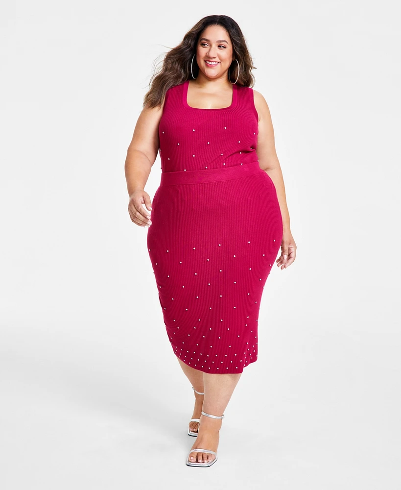 Nina Parker Trendy Plus Size Pull-On Embellished Skirt