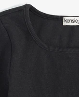 kensie Big Girls Square-Neck Long-Sleeve Top