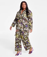 Nina Parker Trendy Plus Cotton Twill Camouflage Jumpsuit