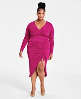 Nina Parker Trendy Plus Ruched Slinky Dress