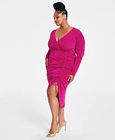 Nina Parker Trendy Plus Ruched Slinky Dress