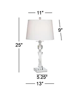 Vienna Full Spectrum Julian Traditional Table Lamp 25" High Clear Twisted Crystal Glass Column White Tapered Drum Shade Decor for Bedroom Living Room