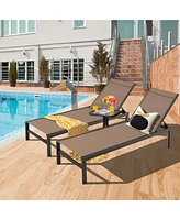 Gymax Set of 2 Aluminum Patio Chaise Lounge Outdoor Adjustable Lounge Chair W/ 6-Position Backrest